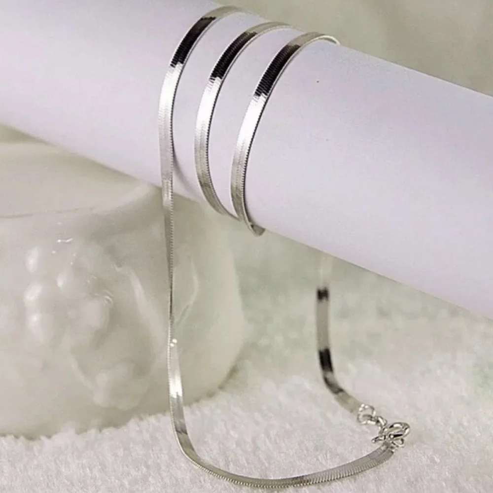 NEW “20” 925 STERLING SILVER SNAKE FLATE NECKLACE, NICE NECKLACE, CUTE NECKLACE - Picture 3 of 7